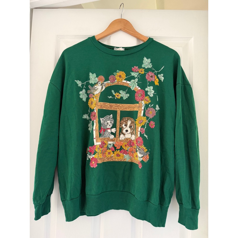 Vintage‎ Spring Dog and Cat Spring Them Crewneck Cottage